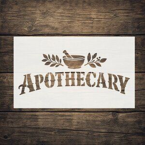 Reusable Apothecary Stencil DIY Sign Walls & Furniture 10 x 4"